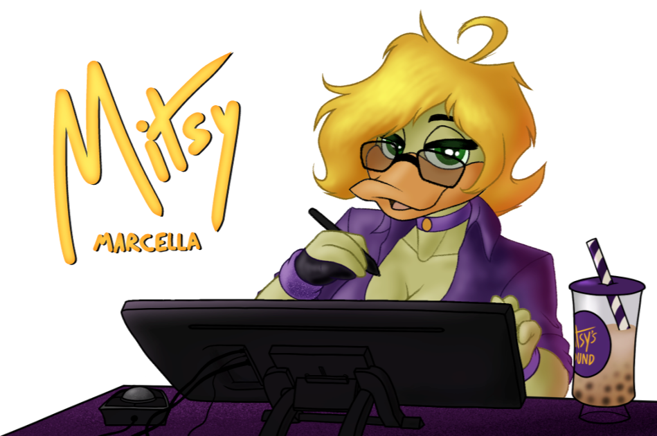 Mitsy at Desk Mitsy at Desk